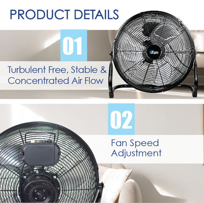 iFan 12 High Velocity Fan – Metal Blades. Vortex Air Flow. Adjustable Tilt. Durable. Overheat Protection. 3-Speed. black. IF1812