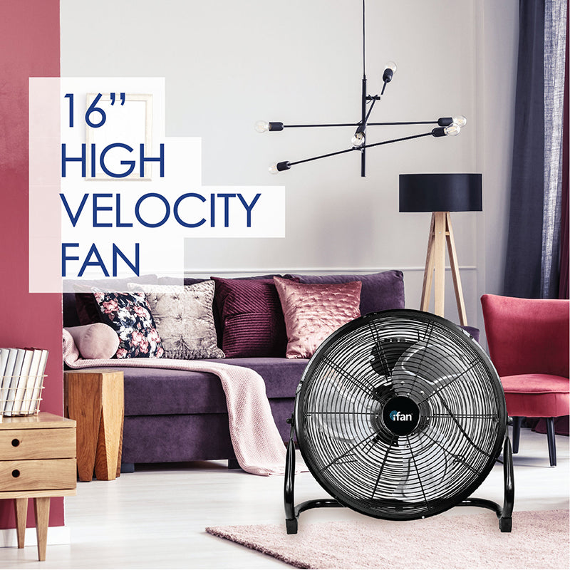 iFan 16 High Velocity Fan – Metal Blades. Vortex Air Flow. Adjustable Tilt. Durable. Overheat Protection. 3-Speed. black. IF1816