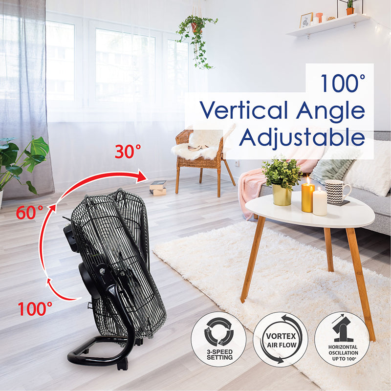 iFan 16 High Velocity Fan – Metal Blades. Vortex Air Flow. Adjustable Tilt. Durable. Overheat Protection. 3-Speed. black. IF1816