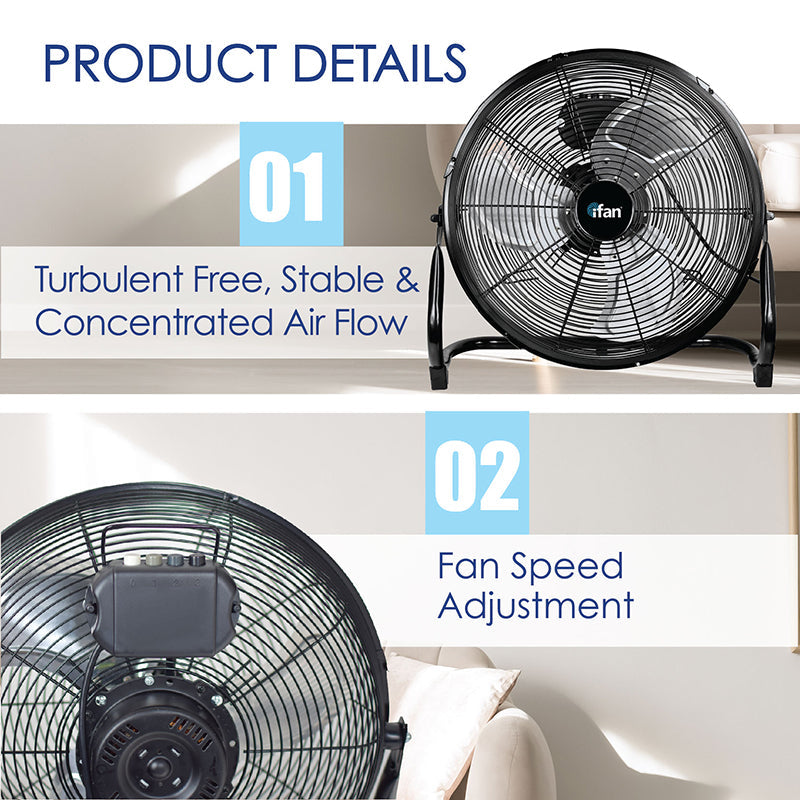 iFan 16 High Velocity Fan – Metal Blades. Vortex Air Flow. Adjustable Tilt. Durable. Overheat Protection. 3-Speed. black. IF1816