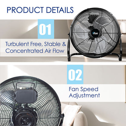 iFan 16 High Velocity Fan – Metal Blades. Vortex Air Flow. Adjustable Tilt. Durable. Overheat Protection. 3-Speed. black. IF1816