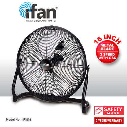 iFan 16 High Velocity Fan – Metal Blades. Vortex Air Flow. Adjustable Tilt. Durable. Overheat Protection. 3-Speed. black. IF1816