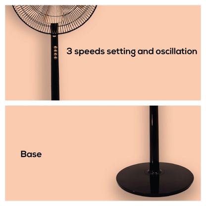 iFan 16 Stand Fan – 5 Blades. Turbo Fan. Vortex Airflow. Adjustable Tilt. Oscillation. Energy-saving. 3-Speed. black. IF401