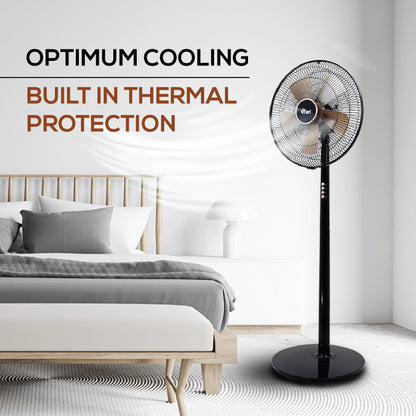 iFan 16 Stand Fan – 5 Blades. Turbo Fan. Vortex Airflow. Adjustable Tilt. Oscillation. Energy-saving. 3-Speed. black. IF401