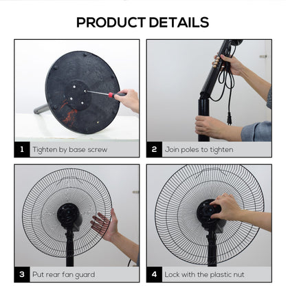 iFan 16 Stand Fan – 5 Blades. Turbo Fan. Vortex Airflow. Adjustable Tilt. Oscillation. Energy-saving. 3-Speed. black. IF401