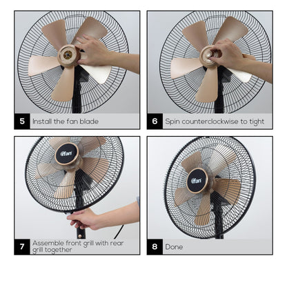 iFan 16 Stand Fan – 5 Blades. Turbo Fan. Vortex Airflow. Adjustable Tilt. Oscillation. Energy-saving. 3-Speed. black. IF401
