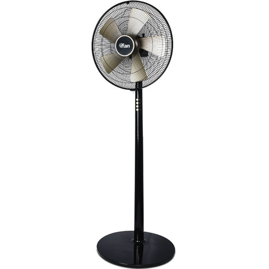 iFan 16 Stand Fan – 5 Blades. Turbo Fan. Vortex Airflow. Adjustable Tilt. Oscillation. Energy-saving. 3-Speed. black. IF401