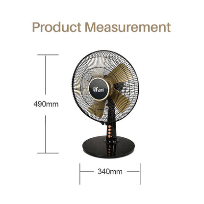 iFan 9 Desk Fan – 5 Blades. Turbo Fan. Vortex Airflow. Adjustable Tilt. Oscillation. Energy-saving. 2-Speed. black. IF404