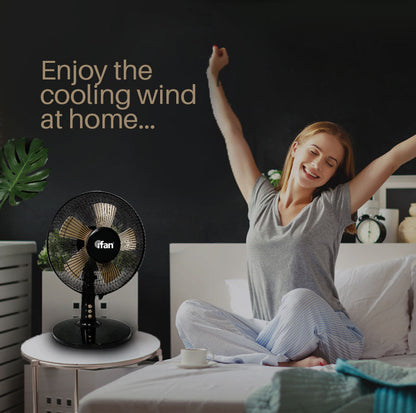 iFan 9 Desk Fan – 5 Blades. Turbo Fan. Vortex Airflow. Adjustable Tilt. Oscillation. Energy-saving. 2-Speed. black. IF404