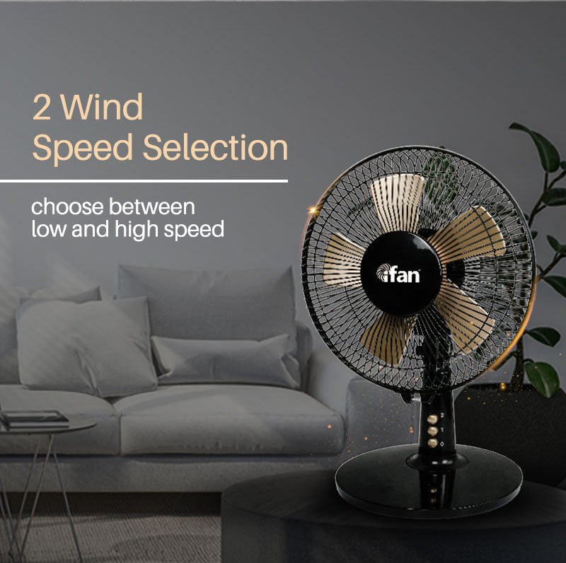 iFan 9 Desk Fan – 5 Blades. Turbo Fan. Vortex Airflow. Adjustable Tilt. Oscillation. Energy-saving. 2-Speed. black. IF404