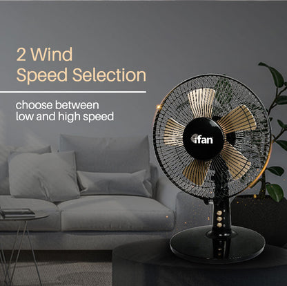 iFan 9 Desk Fan – 5 Blades. Turbo Fan. Vortex Airflow. Adjustable Tilt. Oscillation. Energy-saving. 2-Speed. black. IF404