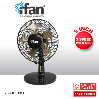 iFan 9 Desk Fan – 5 Blades. Turbo Fan. Vortex Airflow. Adjustable Tilt. Oscillation. Energy-saving. 2-Speed. black. IF404