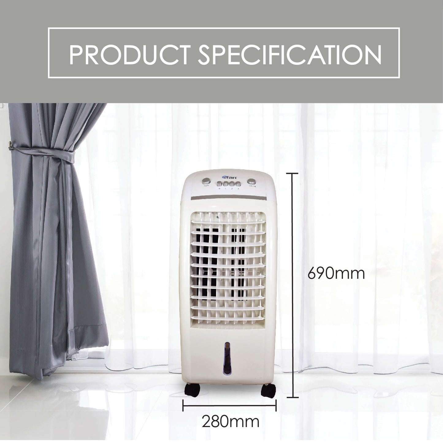 iFan Evaporative Air Cooler – Strong Vortex Airflow. Oscillation. Dust Filter. Efficient. Quiet. 6L Water Tank. 3-Speed. white. IF7310