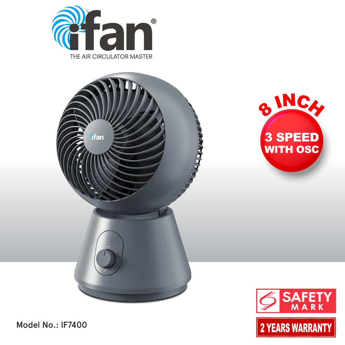 PowerPac iFan 8 Air Circulator Fan – Whisper-Quiet. Compact. Powerful Cooling (IF7400)