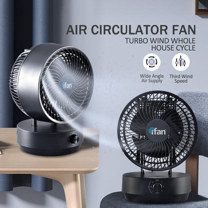 iFan 9 Air Circulator Fan – Concentrated Airflow. Desk Fan. Adjustable Tilt. Oscillation. Portable. Silent. 3-Speed. black. IF7409