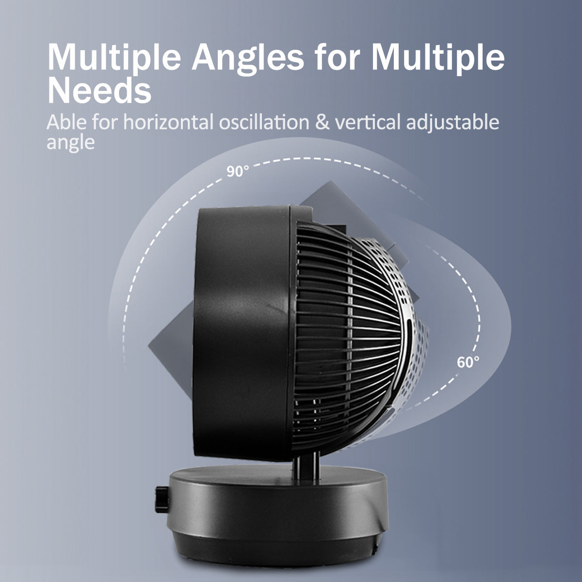 iFan 9 Air Circulator Fan – Concentrated Airflow. Desk Fan. Adjustable Tilt. Oscillation. Portable. Silent. 3-Speed. black. IF7409