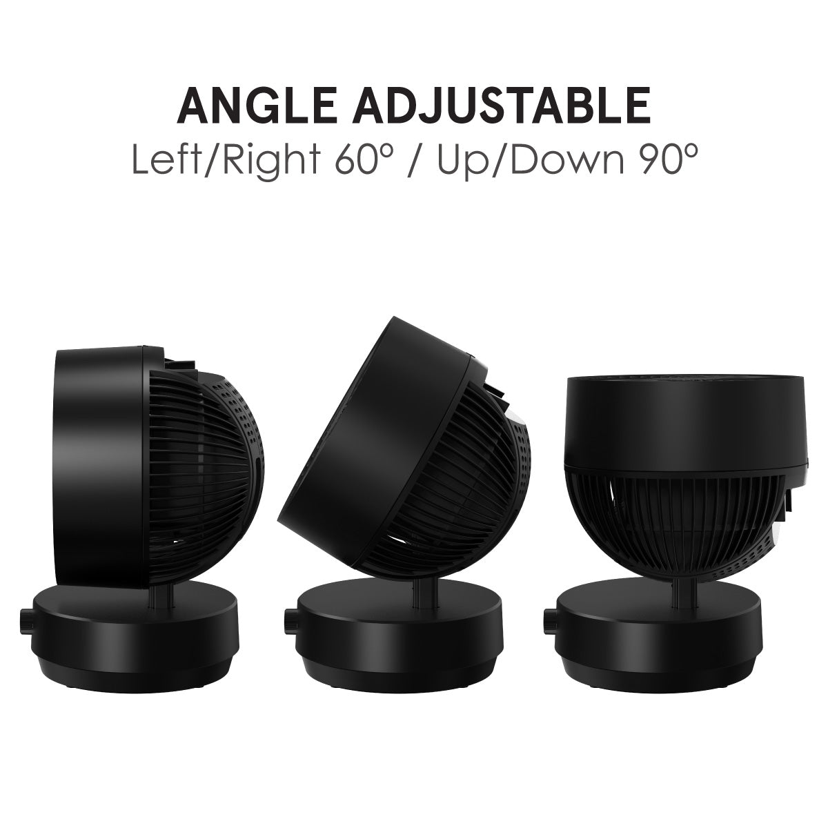 iFan 9 Air Circulator Fan – Concentrated Airflow. Desk Fan. Adjustable Tilt. Oscillation. Portable. Silent. 3-Speed. black. IF7409