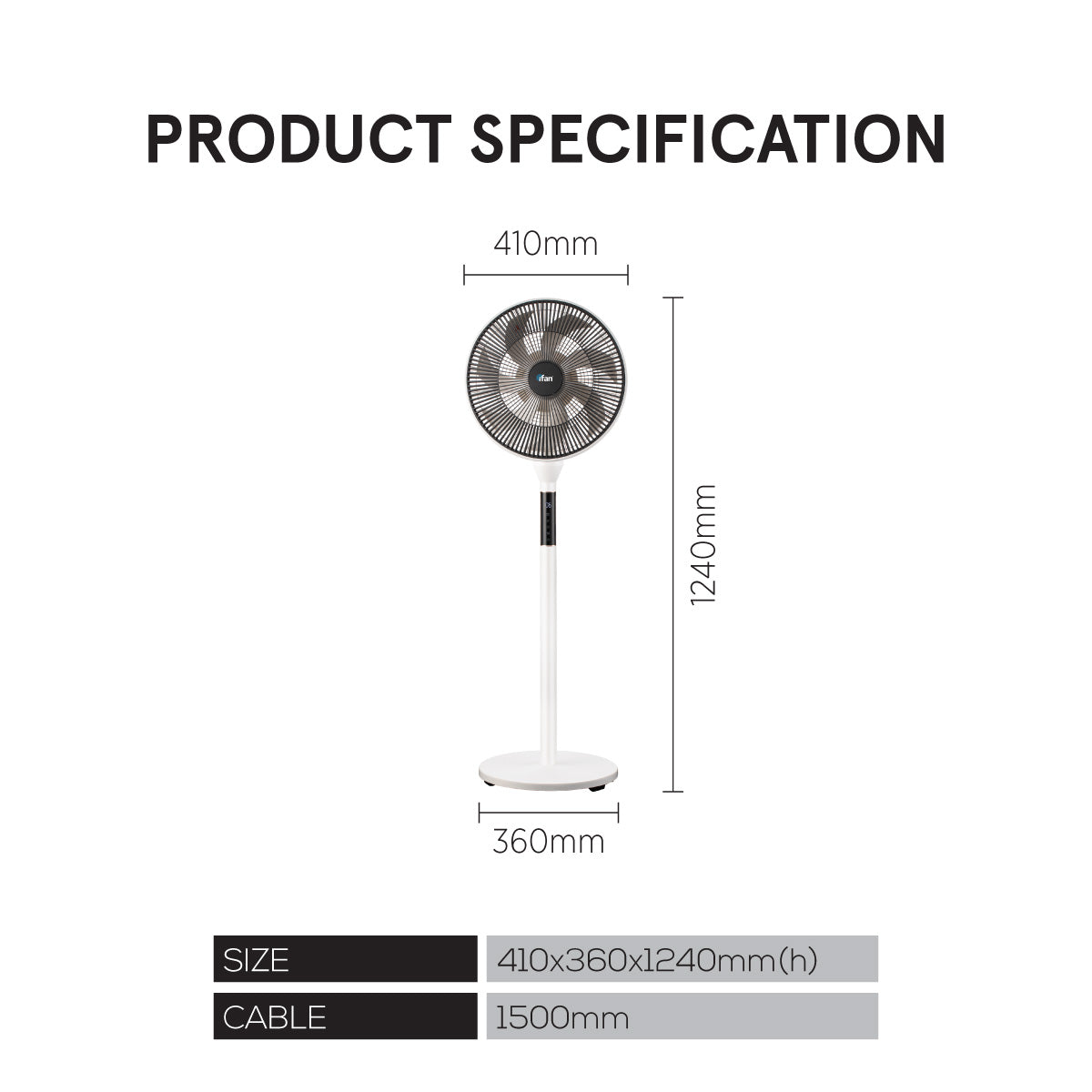 [CLIMATE VOUCHER $400]iFan 14 DC Motor Stand Fan With Figure 8 Oscillation. white. IF7436 (Grey)