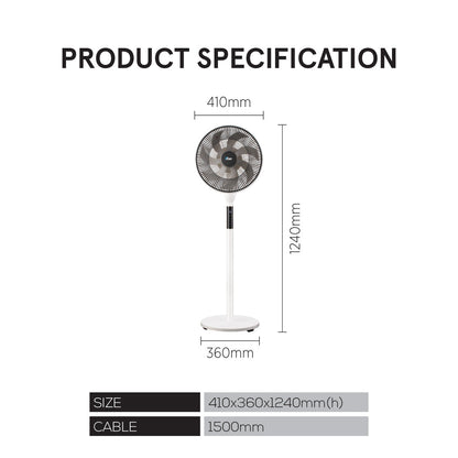 [CLIMATE VOUCHER $400]iFan 14 DC Motor Stand Fan With Figure 8 Oscillation. white. IF7436 (Grey)