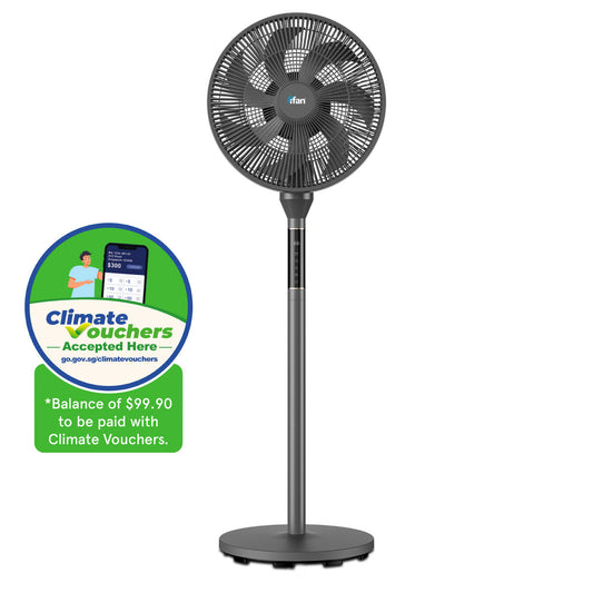 [CLIMATE VOUCHER $400]iFan 14 DC Motor Stand Fan With Figure 8 Oscillation. white. IF7436 (Grey)
