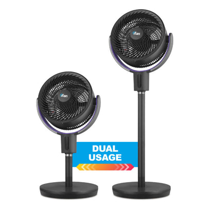 [CLIMATE VOUCHER $400] iFan 9 DC Motor Stand Fan – Remote Control. 180° Tilt. Oscillation. Timer. 3-Adjustable Height. LED Screen. Touch Control. 36-Speed. grey. IF7456