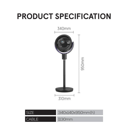 [CLIMATE VOUCHER $400] iFan 9 DC Motor Stand Fan – Remote Control. 180° Tilt. Oscillation. Timer. 3-Adjustable Height. LED Screen. Touch Control. 36-Speed. grey. IF7456