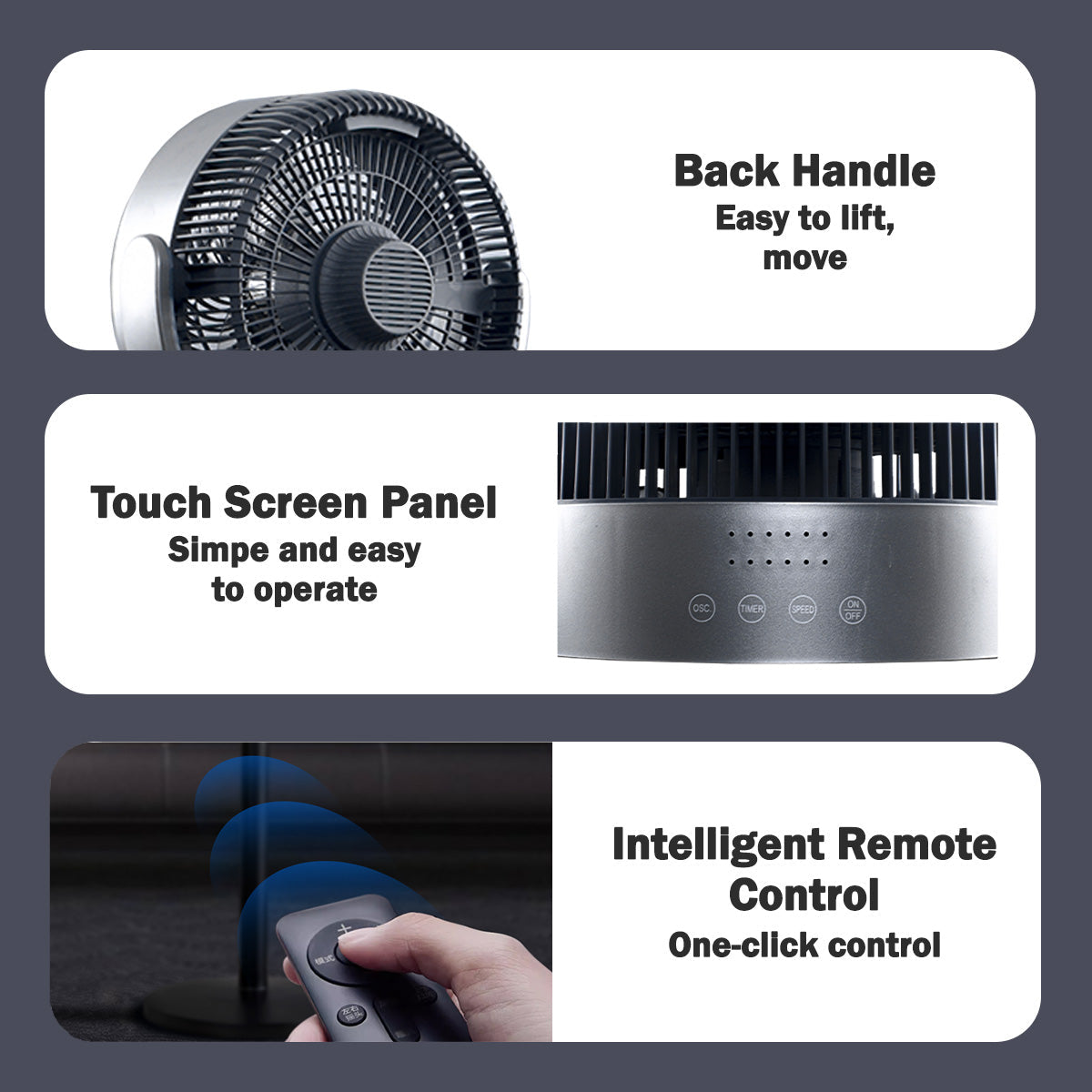 [CLIMATE VOUCHER $400] iFan 9 DC Motor Stand Fan – Remote Control. 180° Tilt. Oscillation. Timer. 3-Adjustable Height. LED Screen. Touch Control. 36-Speed. grey. IF7456