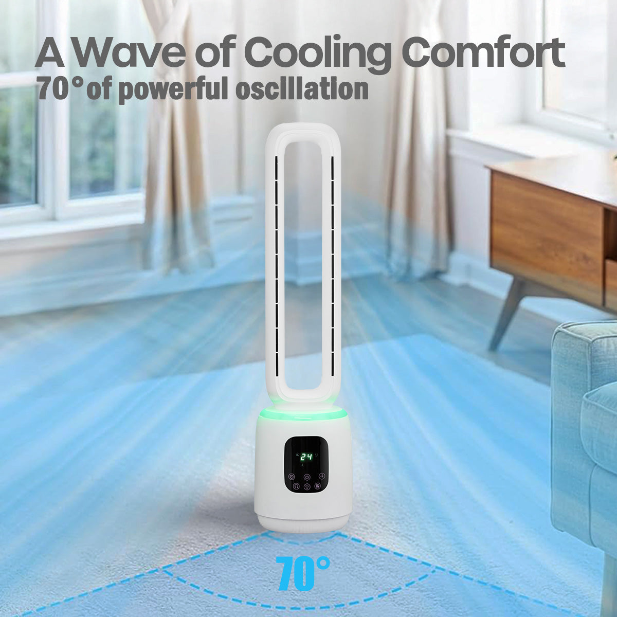 [CLIMATE VOUCHER $400] iFan DC Bladeless Tower Fan – Remote Control. Oscillation. Timer. LED Lamp. Touch-screen. 3 Modes. 24-Speed. IF7463