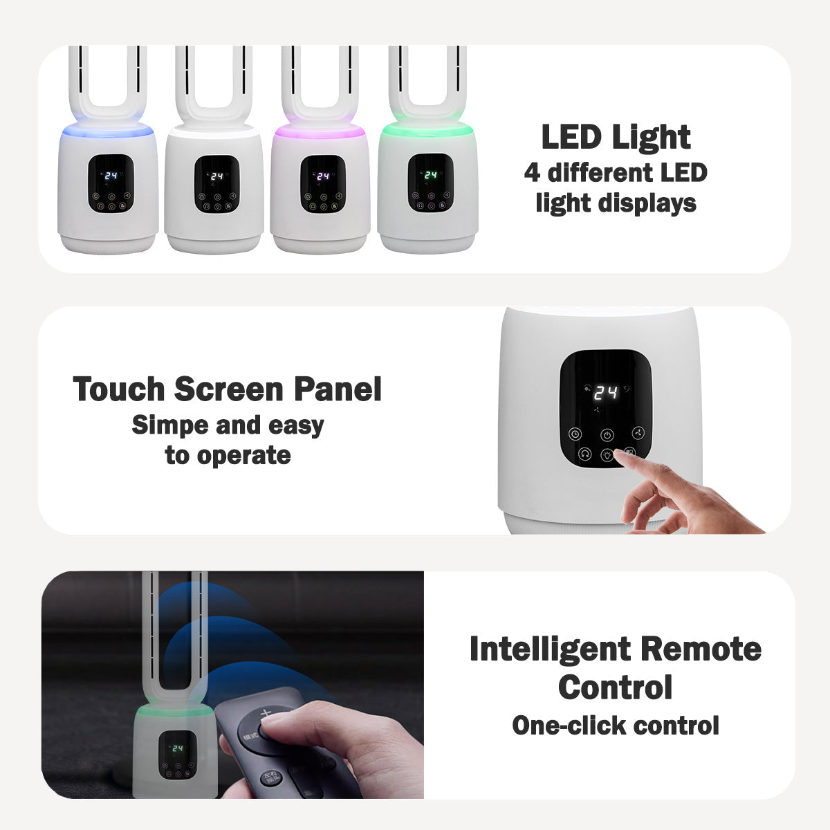 [CLIMATE VOUCHER $400] iFan DC Bladeless Tower Fan – Remote Control. Oscillation. Timer. LED Lamp. Touch-screen. 3 Modes. 24-Speed. IF7463
