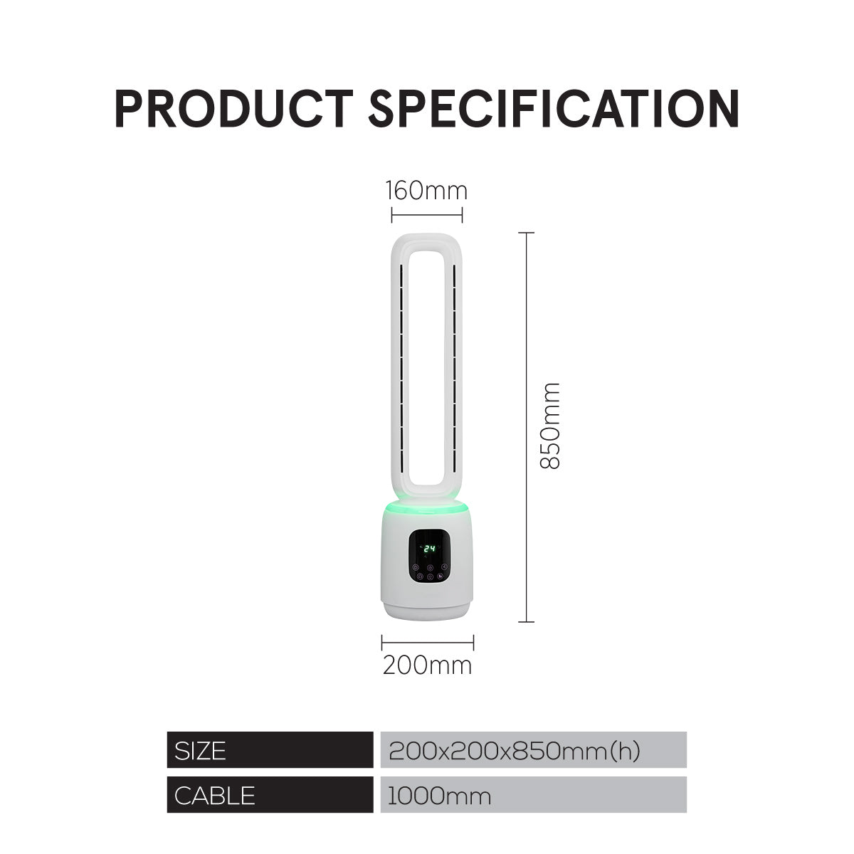 [CLIMATE VOUCHER $400] iFan DC Bladeless Tower Fan – Remote Control. Oscillation. Timer. LED Lamp. Touch-screen. 3 Modes. 24-Speed. IF7463