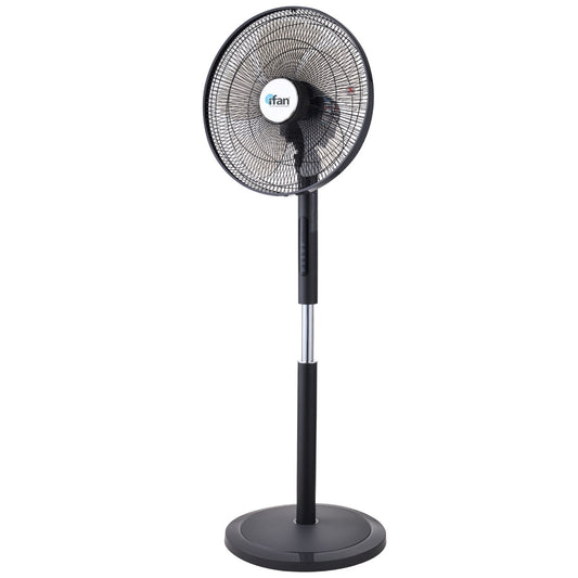 [CLIMATE VOUCHER $400] iFan 16 DC Motor Stand Fan – Remote Control. Adjustable Height & Tilt. Oscillation. Timer. LED Screen. Touch Control. 24-Speed. grey. IF7466