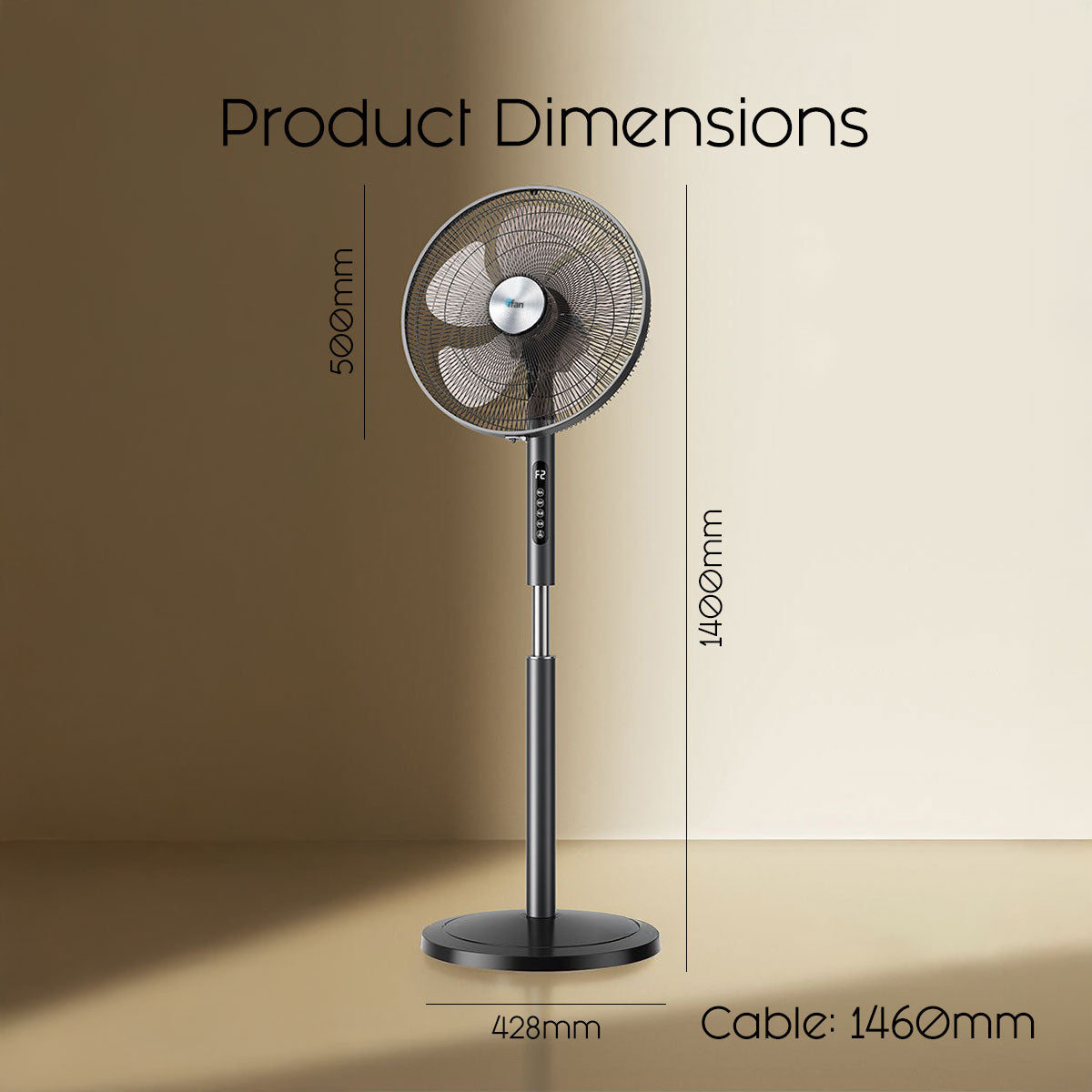 [CLIMATE VOUCHER $400] iFan 18 DC Motor Stand Fan – Remote Control. Adjustable Height & Tilt. Oscillation. Timer. LED Screen. Touch Control. 24-Speed. grey. IF7468