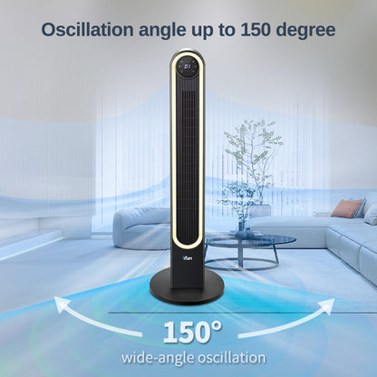 [CLIMATE VOUCHER $400] iFan 42 DC Bladeless Tower Fan – Remote Control. Oscillation. Timer. LED Lamp. Touch-screen. 3 Modes. 24-Speed. black. IF7469