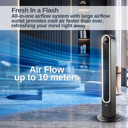 [CLIMATE VOUCHER $400] iFan 42 DC Bladeless Tower Fan – Remote Control. Oscillation. Timer. LED Lamp. Touch-screen. 3 Modes. 24-Speed. black. IF7469