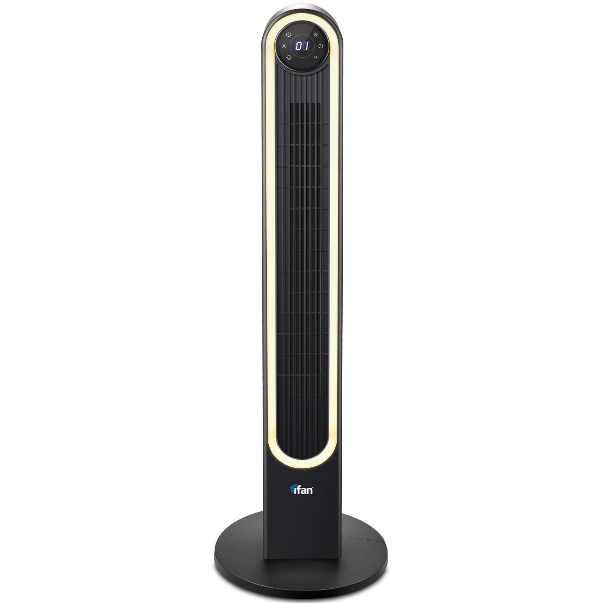 [CLIMATE VOUCHER $400] iFan 42 DC Bladeless Tower Fan – Remote Control. Oscillation. Timer. LED Lamp. Touch-screen. 3 Modes. 24-Speed. black. IF7469