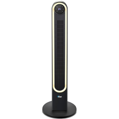 [CLIMATE VOUCHER $400] iFan 42 DC Bladeless Tower Fan – Remote Control. Oscillation. Timer. LED Lamp. Touch-screen. 3 Modes. 24-Speed. black. IF7469