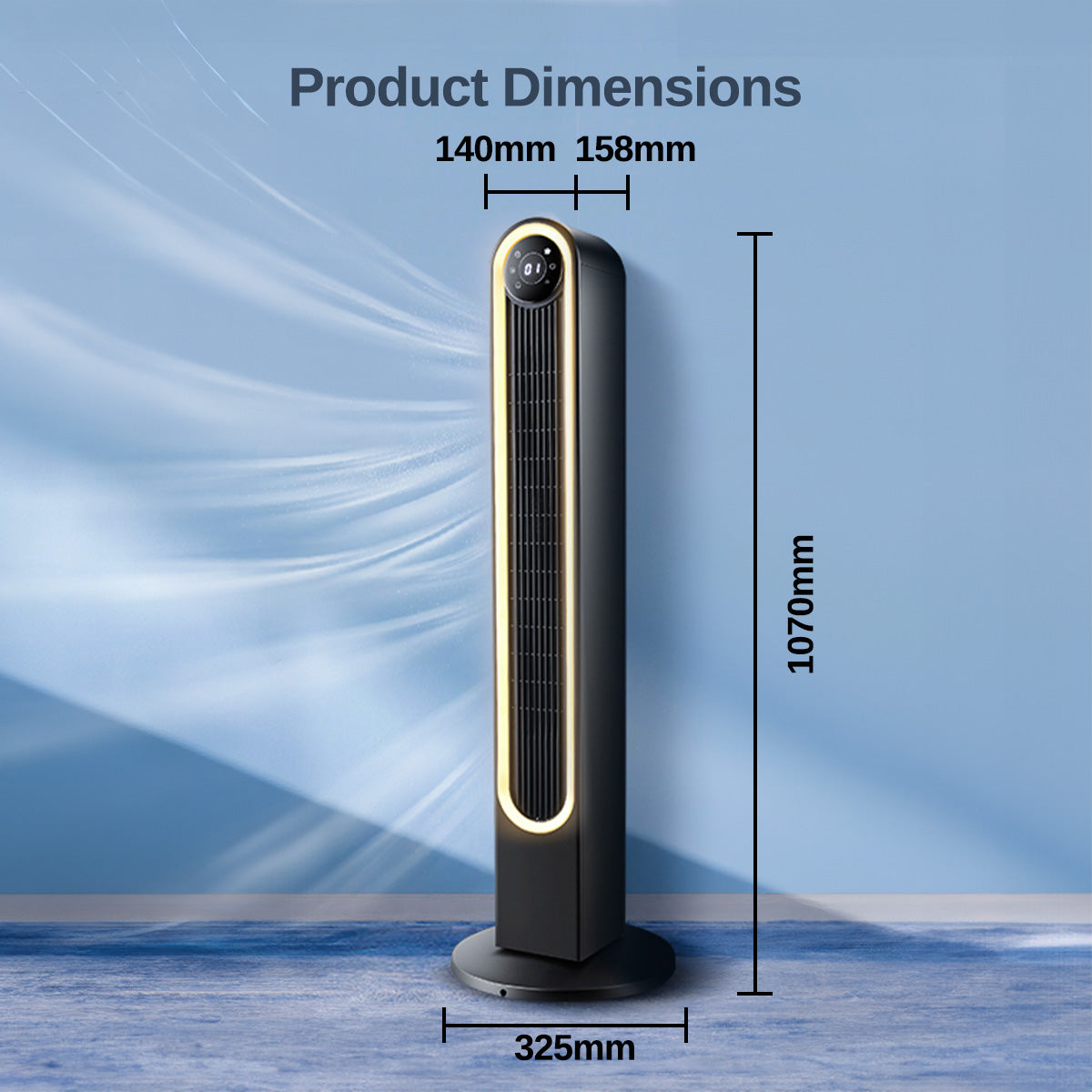 [CLIMATE VOUCHER $400] iFan 42 DC Bladeless Tower Fan – Remote Control. Oscillation. Timer. LED Lamp. Touch-screen. 3 Modes. 24-Speed. black. IF7469