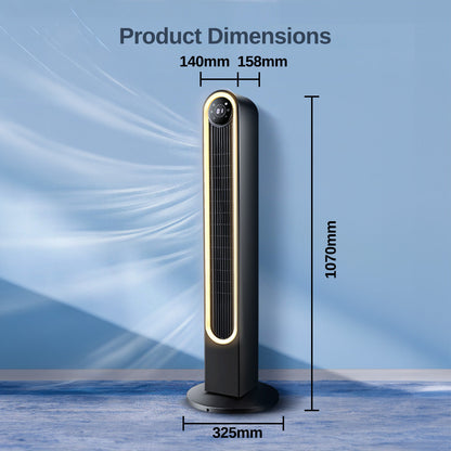 [CLIMATE VOUCHER $400] iFan 42 DC Bladeless Tower Fan – Remote Control. Oscillation. Timer. LED Lamp. Touch-screen. 3 Modes. 24-Speed. black. IF7469