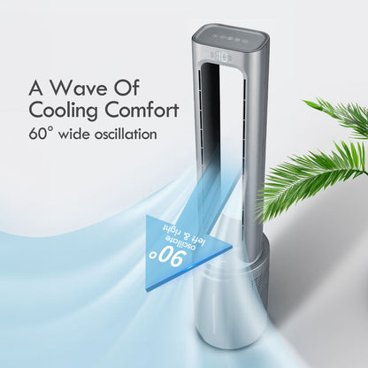 [CLIMATE VOUCHER $400] iFan DC Bladeless Tower Fan -Remote Control. Oscillation. Timer. LED Lamp. grey. IF7477