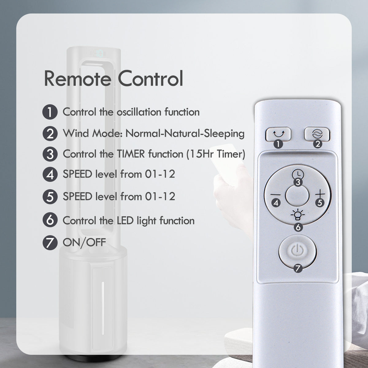[CLIMATE VOUCHER $400] iFan DC Bladeless Tower Fan -Remote Control. Oscillation. Timer. LED Lamp. grey. IF7477