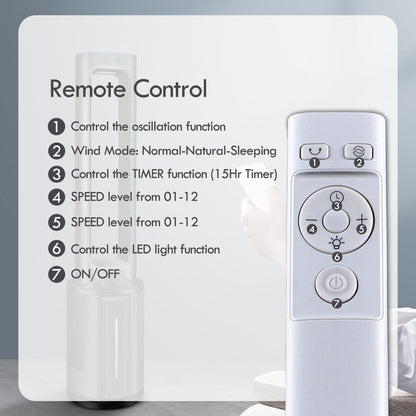 [CLIMATE VOUCHER $400] iFan DC Bladeless Tower Fan -Remote Control. Oscillation. Timer. LED Lamp. grey. IF7477