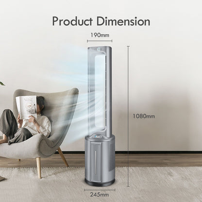 [CLIMATE VOUCHER $400] iFan DC Bladeless Tower Fan -Remote Control. Oscillation. Timer. LED Lamp. grey. IF7477