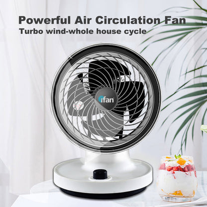 iFan 7 Air Circulator Fan - Turbo. Powerful Airflow. Desk Fan. Adjustable Tilt. Oscillation. Portable. 3-Speed. black & white. IF7530