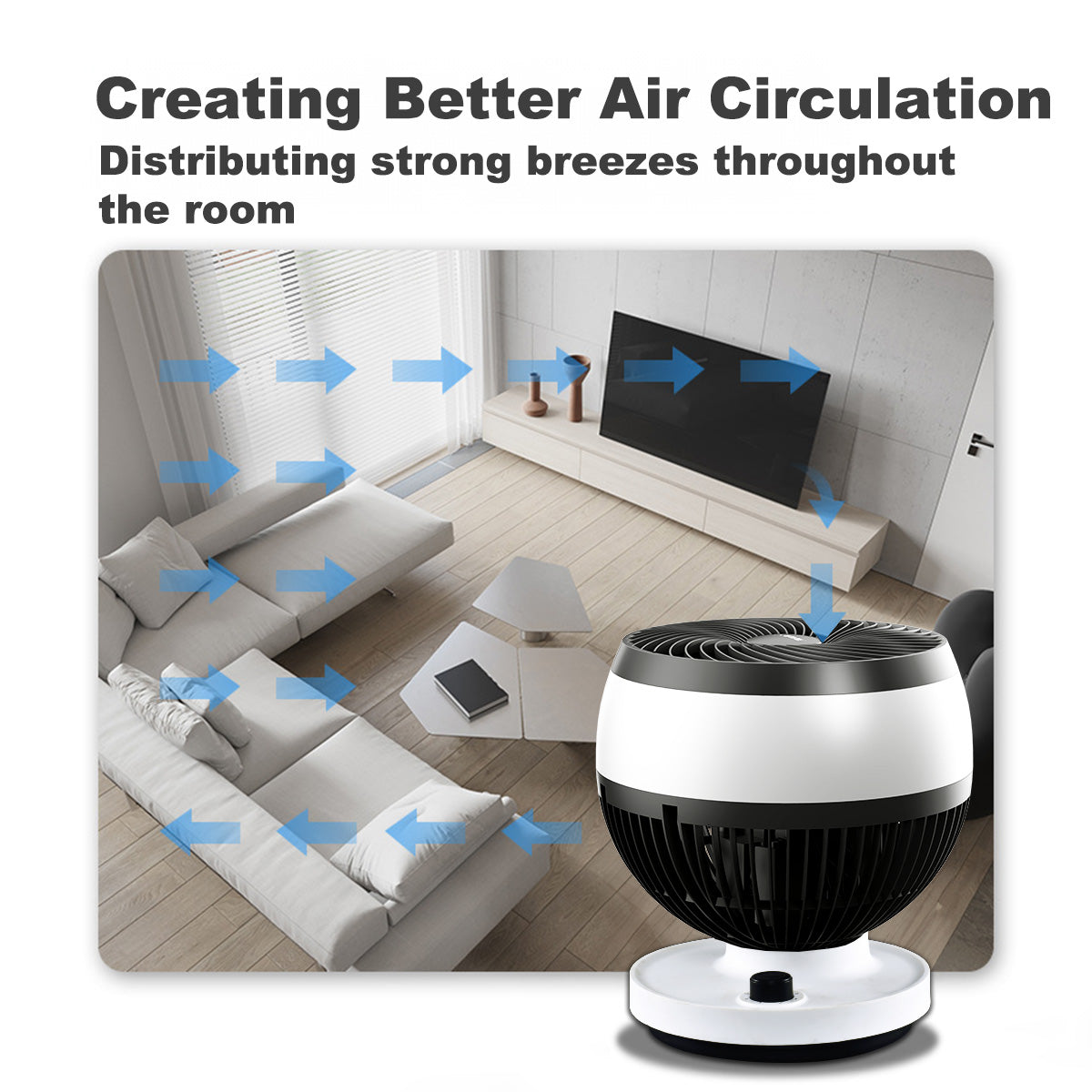 iFan 7 Air Circulator Fan - Turbo. Powerful Airflow. Desk Fan. Adjustable Tilt. Oscillation. Portable. 3-Speed. black & white. IF7530