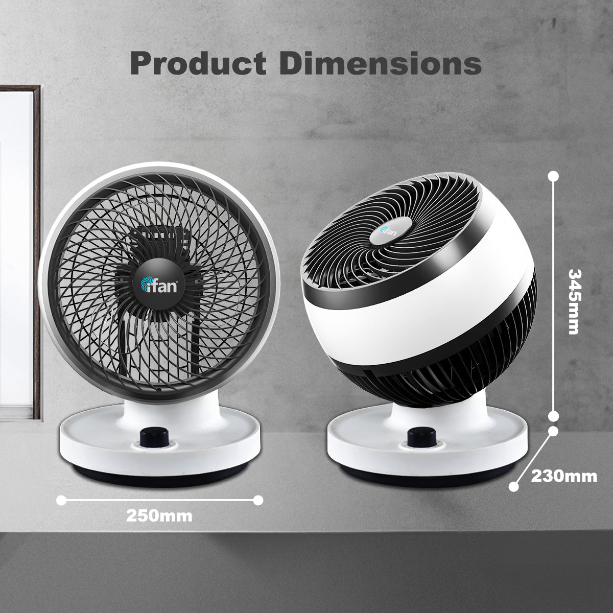 iFan 7 Air Circulator Fan - Turbo. Powerful Airflow. Desk Fan. Adjustable Tilt. Oscillation. Portable. 3-Speed. black & white. IF7530