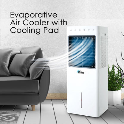 iFan Evaporative Air Cooler – Remote Control. Oscillation. Dust Filter. Ionizer. Mosquito Repellent. 9.3L Water Tank. 3-Speed. white. IF7850