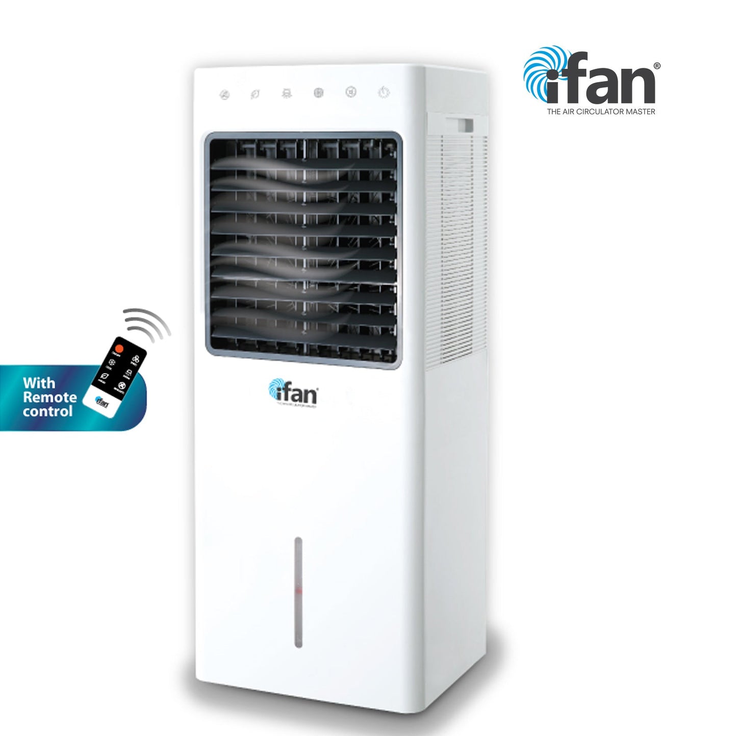 iFan Evaporative Air Cooler – Remote Control. Oscillation. Dust Filter. Ionizer. Mosquito Repellent. 9.3L Water Tank. 3-Speed. white. IF7850