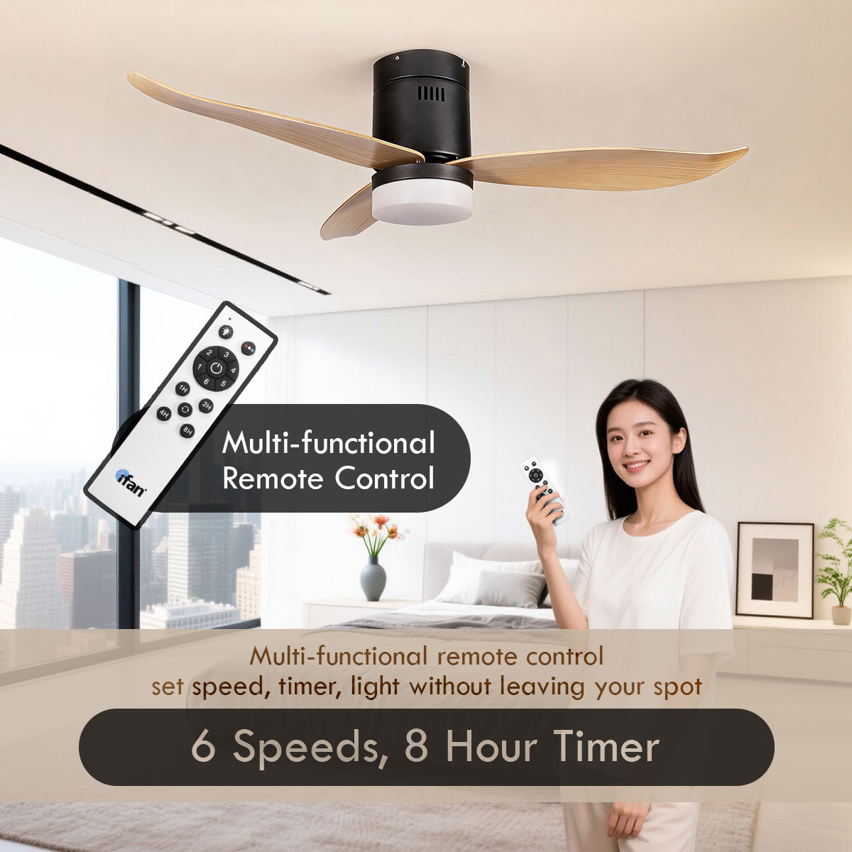 [CLIMATE VOUCHER $400] iFan 46in DC Motor Ceiling Fan | Integrated 3-Colour LED Lights | 6 Speed Selection (IF8346DGWD)