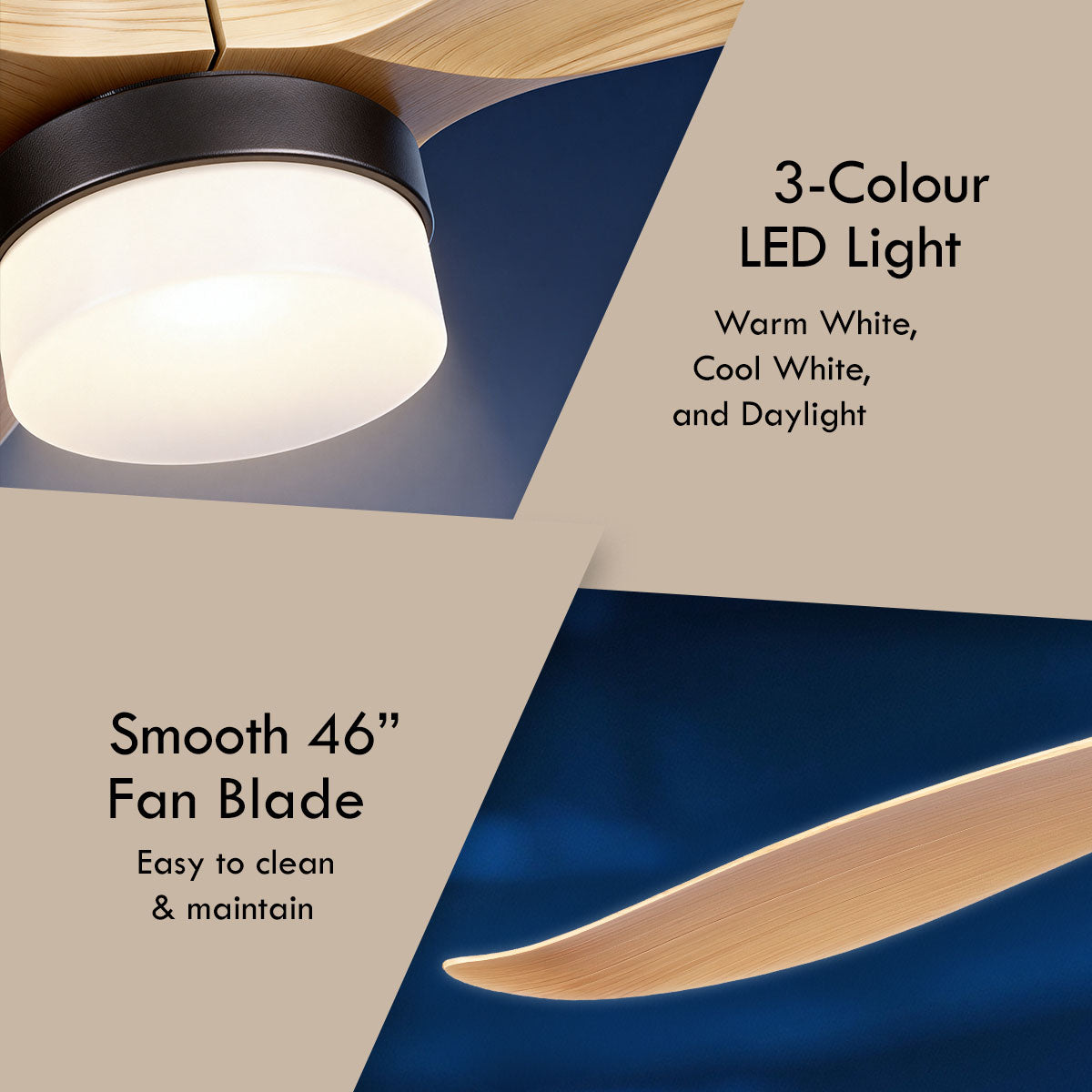 [CLIMATE VOUCHER $400] iFan 46in DC Motor Ceiling Fan | Integrated 3-Colour LED Lights | 6 Speed Selection (IF8346DGWD)