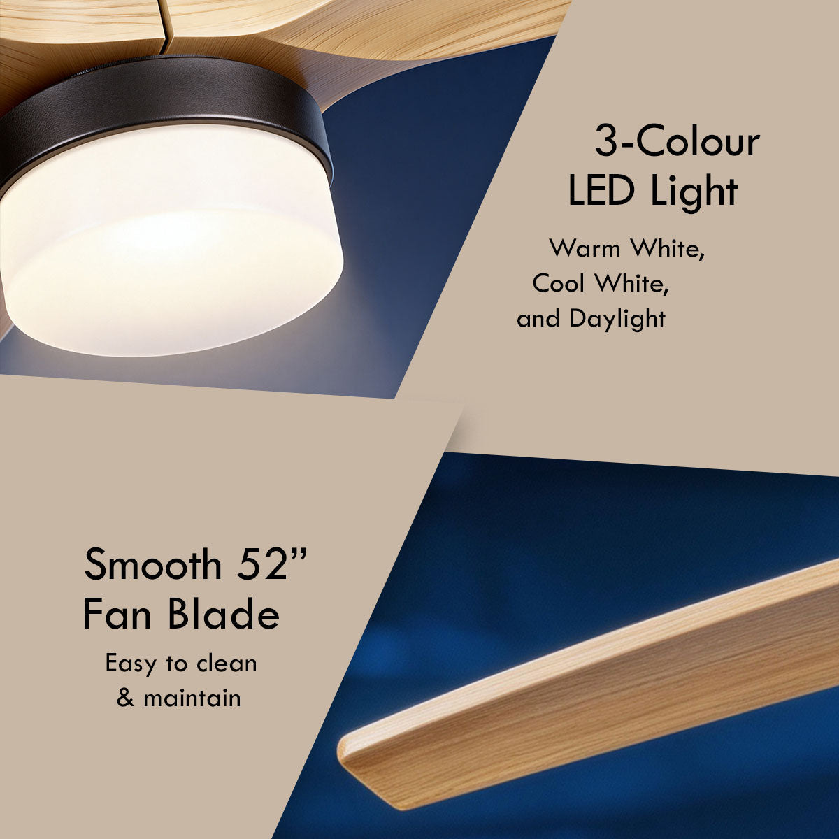 [CLIMATE VOUCHER $400] iFan 52in DC Motor Ceiling Fan | Integrated 3-Colour LED Lights | 6 Speed Selection (IF8352DGBK)